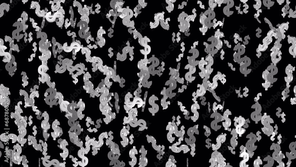 Aufkleber dollar money stock loop tile swirl with alpha. this 3d animation of dollars is loopable and tileable
