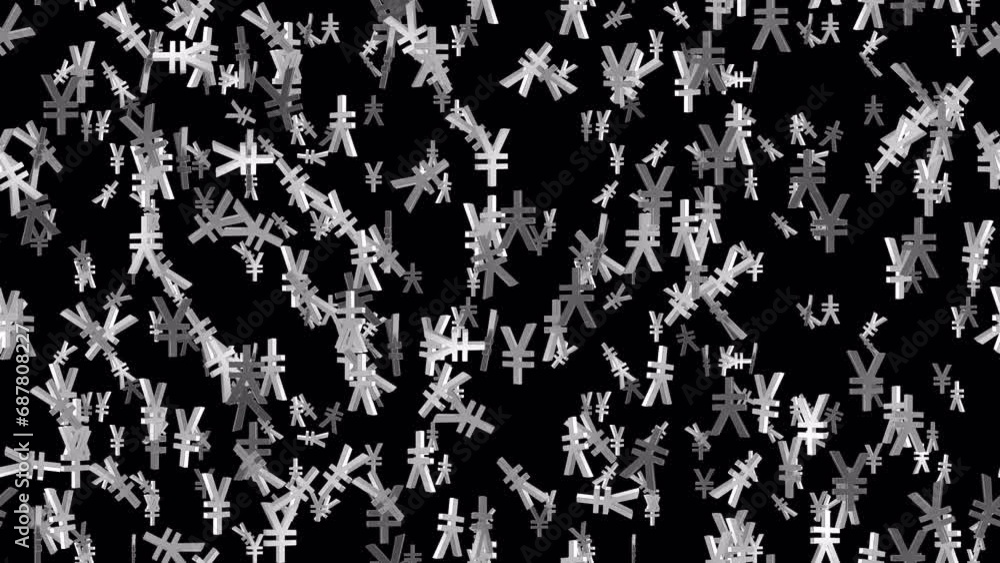 Aufkleber yuan money finance loop tile swirl with alpha. this 3d animation of yen is loopable and tileable and