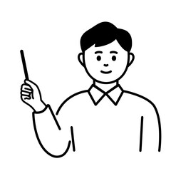 棒を使って説明をする男性のイメージ素材