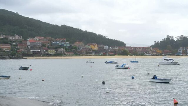 Small boats on the shore at the fishing village of Ald&aacute;n, Galicia