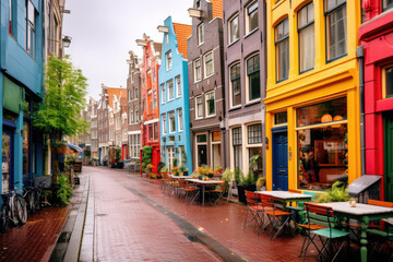 Fototapeta na wymiar Colorful buildings in Amsterdam