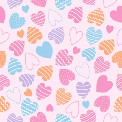 Foto op Aluminium Seamless pattern with cute hearts on pink background for your fabric, gift wrap paper. Vector romantic background © jintana