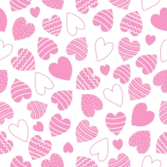 Fototapeten Seamless pattern with cute hearts on white background for your fabric, gift wrap paper. Vector romantic background © jintana