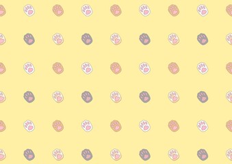 猫の肉球のシームレスパターン(イエロー)