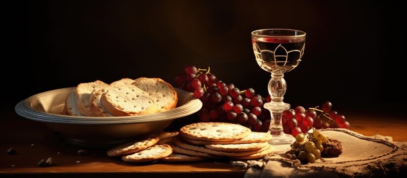 Christian belief in sacred wine and unleavened bread communion.