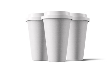 Close up view disposable coffee cup isolated fit for your drink project.
