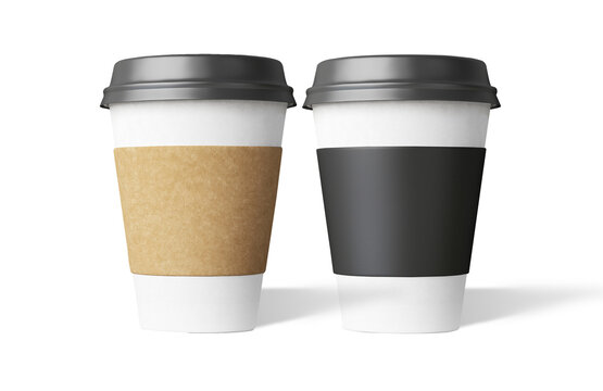 Close up view disposable coffee cup isolated fit for your drink project.