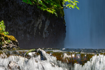 Sparkling Waterfall Detail in Columbia Gorge Oregon