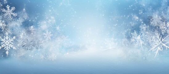 Gorgeous snowflake decoration on snowy backdrop. Room for text.