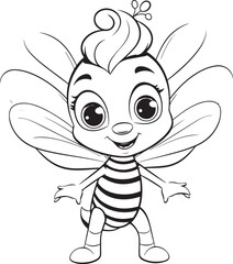 hand drawn bee outline kawai style coloring page illustration 