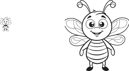 hand drawn bee outline kawai style coloring page illustration 