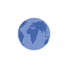 Blue globe vector cartoon illustration of planet Earth vector icon isolated on white, World oceans and continents on map