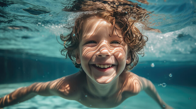 Boy swimming in pool Generative Ai
