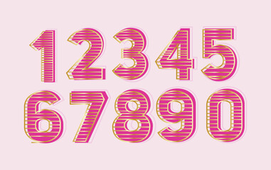 Elegant Numbers font, Pink lettering