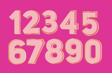 Elegant Numbers font, Pink lettering