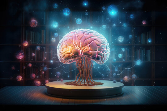 Illustration background concept mind idea intelligence science human brain technology digital information
