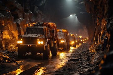 Big trucks in the mine.