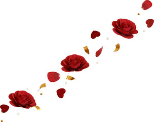 falling red rose flower