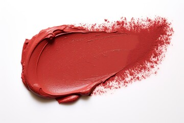 Brick red color lipstick swatch isolated on white background, nail polish, Cosmetic, brush stroke swipe - obrazy, fototapety, plakaty