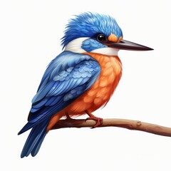 Azure Kingfisher full body on white background