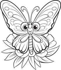  doodle style butterfly hand drawn coloring page illustration