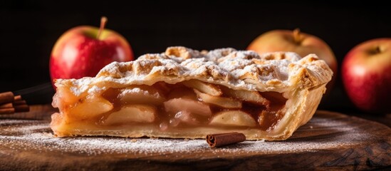 Freshly baked apple pie slice - obrazy, fototapety, plakaty