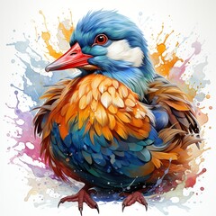 Beautiful Mandarin duck in vibrant colors