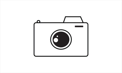 Black camera vector icon on white background