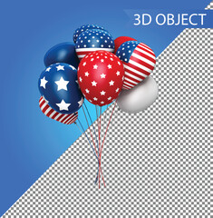 4th july calendar with holiday elements. Festive art object for usa independence day. American national celebration design. Bright vector 3d cartoon illustration in minimal realistic style.
