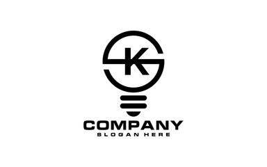  Initial Sk with light bulb logo design