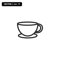 cup of coffee tea with steam line icon black on white