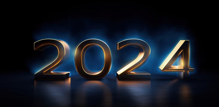 2New Years Blue Gold Letters Celebration Setting Generative AI