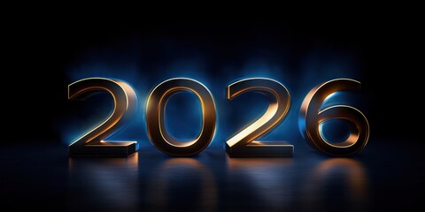 2026 New Years Blue Golden Letters Celebration Setting Generative AI