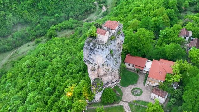 There is the Katskhi column and an iconic church on top.