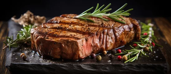 Rolgordijnen Grilled steak with rosemary © 2rogan