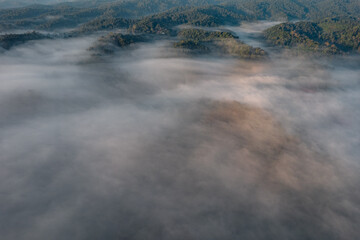 Morning  Sky and Mountains,view of sunrise or sunset over mountain and misty.