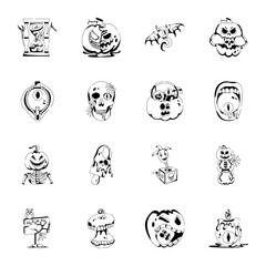 Bundle of Spooky Halloween Glyph Icons 

