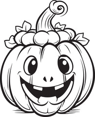 hand drawn cute pumpkin halloween coloring page illustration