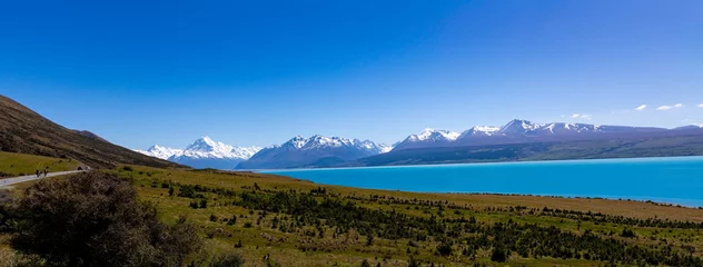 Crédence de cuisine en verre imprimé Aoraki/Mount Cook The mountain landscape view of blue sky background over Aoraki mount cook national park,New zealand