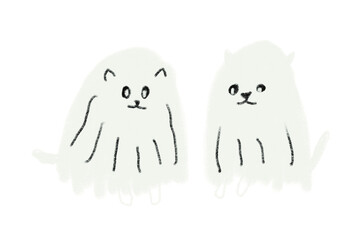 Cute Maltese character, white puppy drawn with colored pencils