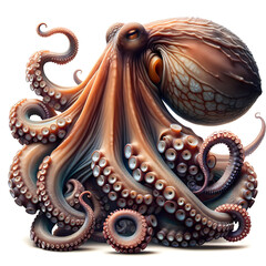 Fototapeta premium Pulpo, Encanto Submarino: Pulpo Aislado en un Mundo de Azul Profundo