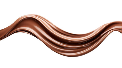 Dark chocolate melting flow twisted isolated on white background without splashes, chocolate swirls