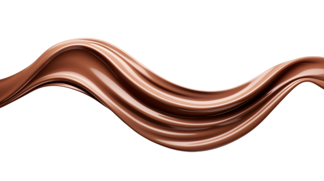 Dark chocolate melting flow twisted isolated on white background without splashes, chocolate swirls