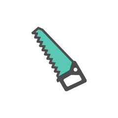 Saw colorful vector icon, garden tool, equipment and accessory - 687819896