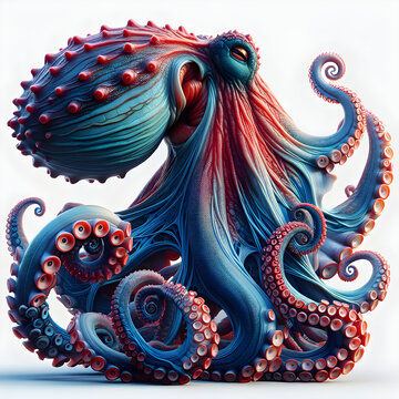 Pulpo, Encanto Submarino: Pulpo Aislado en un Mundo de Azul Profundo