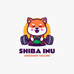 Vector Logo Illustration Shiba Inu Mascot Cartoon Style.