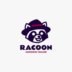 Vector Logo Illustration Raccoon Flat Modern Style.