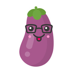 Cute smiling eggplant, isolated colorful vector vegetable icon - 687820894