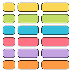 カラー　フレーム　角丸の四角　ふち有り　ふち黒　セット