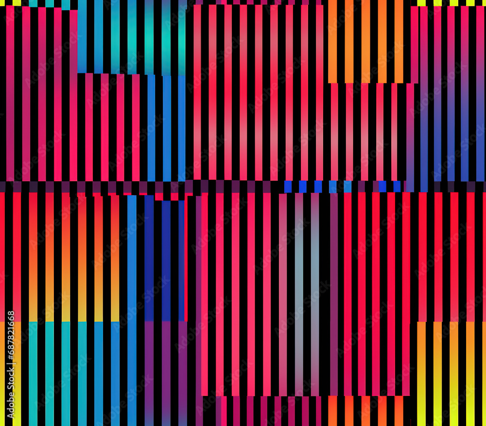 Poster 3d barcode scanlines seamless patterns